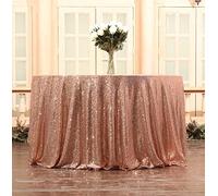 Eternal Beauty 305cm (120 inch) Round Sequin Tablecloth Wedding Party Banquet Table Cloths, Rose Gold