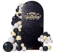Eternal Beauty 6.6 FT Arch Backdrop Covers Sequin Backdrop Black Arch Cover for Wedding Party Birthday Flower Balloon Arch Stand