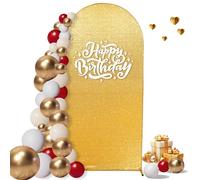 Eternal Beauty 6.6 FT Arch Backdrop Covers Sequin Backdrop Gold Arch Cover for Wedding Party Birthday Flower Balloon Stand (6.6ft, Gold)