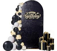 Eternal Beauty 6 FT Arch Backdrop Covers Sequin Backdrop Black Arch Cover for Wedding Party Birthday Flower Balloon Arch Stand (6ft, Black)