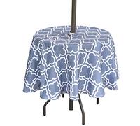 Eternal Beauty 60 Inch Round Tablecloth Waterproof Outdoor Tablecloth with Umbrella Hole for Patio Spring Summer Tables, Grey