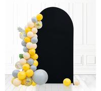 Eternal Beauty Arch Back Drop Cover, Spandex Fitted Wedding Stand Backdrop for Birthday Party Ceremony Banquet Decoration - 7.2Ft Black