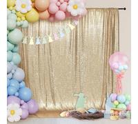 Eternal Beauty Light Gold Sequin Backdrop 183x213cm, Glitter Photography Background Sparkly Curtain for Birthday Decorations Weddding Anniversary Engagement (6x7 feet)…