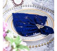 Eternal Beauty Navy Blue Sequin Cloth Napkins 12"x12"- Pack 12 for Parties, Wedding,Birthday Dinner Decoration