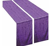Eternal Beauty Purple Sequin Table Runners 2 Pack 12x72 Inch for Kitchen Dining, Wedding, Party, Baby Shower and Birthday Decorations ( 30 x 183 cm)