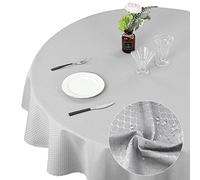 Eternal Beauty Round Table cloth, 150cm Wrinkle Free Tablecloth, Water Resistant and Machine Washable Circular Table Cover for Home Dining Party Restaurant (Silver Grey, 59inch)