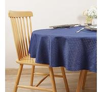 Eternal Beauty Round Tablecloth 120cm Wrinkle Free, Table Cover Water Resistant and Machine Washable for Home Dining Party Restaurant (Navy Blue, 47.2inch)