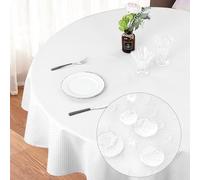 Eternal Beauty Round Tablecloth 120cm Wrinkle Free, Table Cover Water Resistant and Machine Washable for Home Dining Party Restaurant (White, 47.2inch)