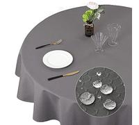 Eternal Beauty Round Tablecloth 150cm Wrinkle Free, Table Cover Water Resistant and Machine Washable for Home Dining Party Restaurant (Charcoal Grey, 59inch)
