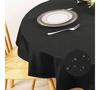 Eternal Beauty Round Tablecloth 150cm Wrinkle Free, Table Cover Water Resistant and Machine Washable for Home Dining Party Restaurant (Black, 59inch)