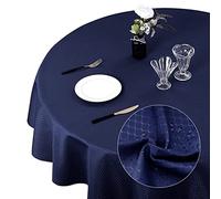Eternal Beauty Round Tablecloth 150cm Wrinkle Free, Table Cover Water Resistant and Machine Washable for Home Dining Party Restaurant (Navy Blue, 59inch)