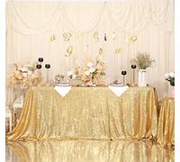 Eternal Beauty Sequin Tablecloths Rectangle Amber Gold 127 x 203 cm for wedding Halloween Chrismas Party Banquet New Year’s Day