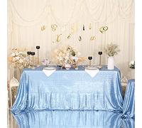 Eternal Beauty Sequin Tablecloths Rectangle Baby Blue 127 x 203 cm for wedding Halloween Chrismas Party Banquet Year’s Day