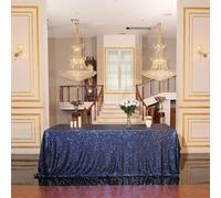 Eternal Beauty Sequin Tablecloths Rectangle Navy Blue 152 x 305 cm wedding Halloween Chrismas Party Banquet New Year’s Day