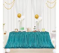 Eternal Beauty Sequin Tablecloths Rectangle Teal 127 x 203 cm for wedding Halloween Chrismas Party Banquet New Year’s Day