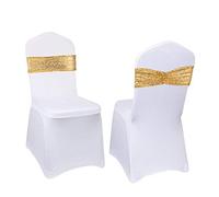 Eternal Beauty Set of 50 Sequin Gold Chair Sashes for Chair Cover Wedding Party Banquet Decorations