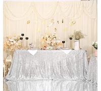 Eternal Beauty Sparkly Rectangle 127 x 203 cm Sequin Tablecloths Wedding Party Banquet (Silver,50x80 inches)
