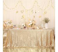 Eternal Beauty Sparkly Rectangular 127 x 203 cm Sequin Tablecloths for Wedding Party Banquet (Light Gold,50x80 inches)