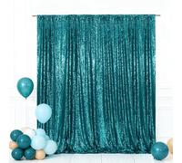 Eternal Beauty Teal Sequin Backdrop, 8x8 Ft Glitter Background Curtains for Shimmer Photography Party Wedding Birthday Back Drop Decor