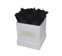 Eternal Blossom 4 Piece Preserved Real Infinity Rose Box | Lasts Over A Year | White Box | With Gift Box (Midnight Black)