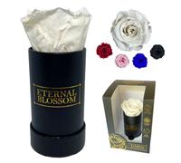 Eternal Blossom Preserved Real Infinity Rose | Eternal Rose That Lasts Over A Year | Black Box | With Gift Box (Lace White)