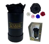 Eternal Blossom Preserved Real Infinity Rose | Eternal Rose That Lasts Over A Year | Black Box | With Gift Box (Midnight Black)