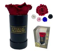 Eternal Blossom Preserved Real Infinity Rose | Eternal Rose That Lasts Over A Year | Black Box | With Gift Box (Rouge Red)