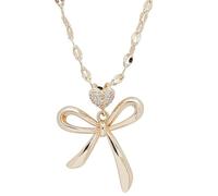 Eternal Bow Glam Heart Gold Plated Necklace