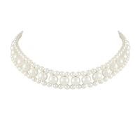 Eternal Collection Adorn South Sea Shell Pearl Choker Necklace (Silver) White 38