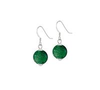 Eternal Collection Carnival Green Czech Glass Crackle Bead Silver Tone Drop Pierced Earrings Green 3.3