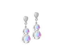 Eternal Collection Echo Aurora Borealis Austrian Crystal Silver Tone Drop Clip On Earrings Clear 2.8
