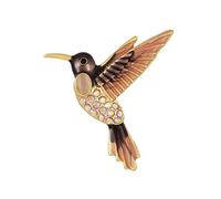 Eternal Collection Flight Multi Enamel and Crystal Hummingbird Gold Tone Brooch Multi 4.3