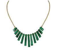 Eternal Collection Idaho Green Malachite Graduated Fan 18ct Gold Vermeil Necklace 46 Green