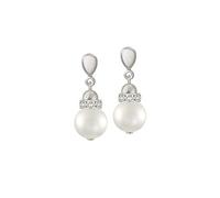 Eternal Collection Lustro White Shell Pearl Silver Tone Drop Pierced Earrings 2.5 White