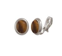 Eternal Collection Minuet Tiger's Eye Silver Tone Stud Clip On Earrings Brown 1.3