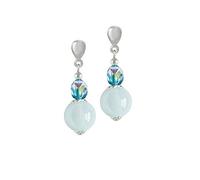 Eternal Collection Morning Dew Blue/Aqua Czech Crystal Silver Tone Drop Clip On Earrings 3 Aquamarine