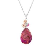 Eternal Collection Naturelle Fuchsia Pink Crazy Lace Agate Cluster Silver Tone Pendant Pink 46
