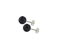 Eternal Collection Shamballa 8mm Jet Glitter Ball Stainless Steel Stud Pierced Earrings Black 0.8