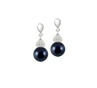 Eternal Collection Solitaire Petrol Blue Pearl Silver Tone Drop Clip On Earrings Blue 2.6