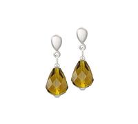 Eternal Collection Sophistication Olive Green Crystal Silver Tone Drop Pierced Earrings Green 2.8