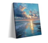 Eternal Dawn Canvas Wall Art | Ocean Sunrise Seascape Painting | Coastal Beach Print with Golden Reflection | Hope & Tranquility Home Decor for Living Room (art-1,100 x 160 cm Rolled Canvas)