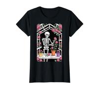 Eternal Gardener Skeleton Growing Roses On A Trellis Value Graphic T-Shirt, Women, Black, M