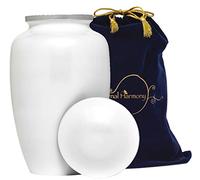 Eternal Harmony Cremation Urn for Human Ashes | Memorial Urn Carefully Handcrafted with Elegant Finishes to Honor Your Loved One | Elegant and Affordable Urn Large Size with Velvet Bag (Pearl)