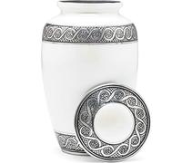 Eternal Harmony Cremation Urn for Human Ashes | Memorial Urn Carefully Handcrafted with Elegant Finishes to Honor and Remember Your Loved One | Adult Urn Large Size with Beautiful Velvet Bag (Pearl)