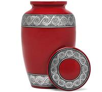 Eternal Harmony Cremation Urn for Human Ashes | Memorial Urn Carefully Handcrafted with Elegant Finishes to Honor and Remember Your Loved One | Adult Urn Large Size with Beautiful Velvet Bag (Red)
