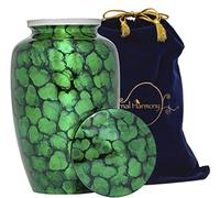 Eternal Harmony Cremation Urn for Human Ashes | Memorial Urn Carefully Handcrafted with Elegant Finishes to Honor Your Loved One | Elegant and Affordable Urn Large Size with Velvet Bag (Green)