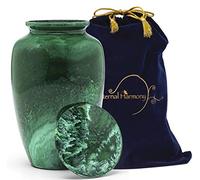 Eternal Harmony Cremation Urn | Handcrafted Memorial Urn with Elegant Finishes - Large Size with Velvet Bag (Green Milo)