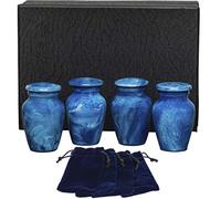 Eternal Harmony Cremation Urn | Handcrafted Memorial Urn with Elegant Finishes - Large Size with Velvet Bag (Blue Milo)