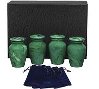 Eternal Harmony Cremation Urn | Handcrafted Memorial Urn with Elegant Finishes - Large Size with Velvet Bag (Green Milo)