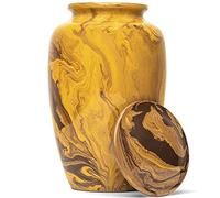 Eternal Harmony Cremation Urn | Memorial Urn Handcrafted with Elegant Finishes - Large Size with Velvet Bag (Gold Milo)